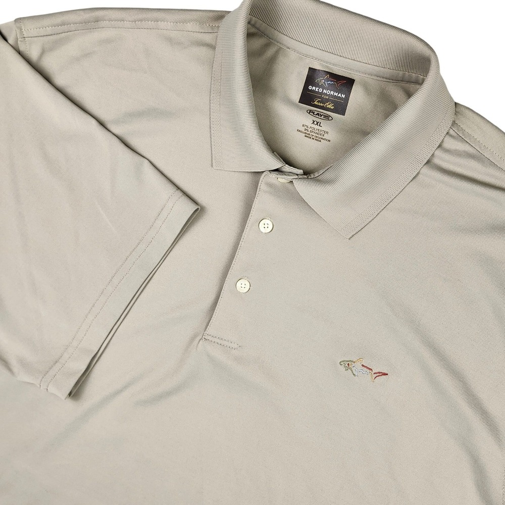 Greg Norman Play Dry Polo Shirt Men XXL Gray Tasso Elba Golf Short Sleeve Logo